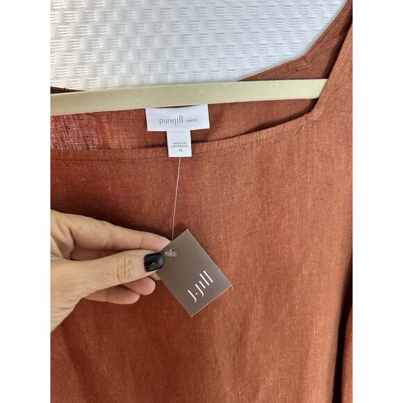 New J Jill Organic Linen Midi Lagonlook Minimalist Dress Plus 2x - Picture 3 of 12